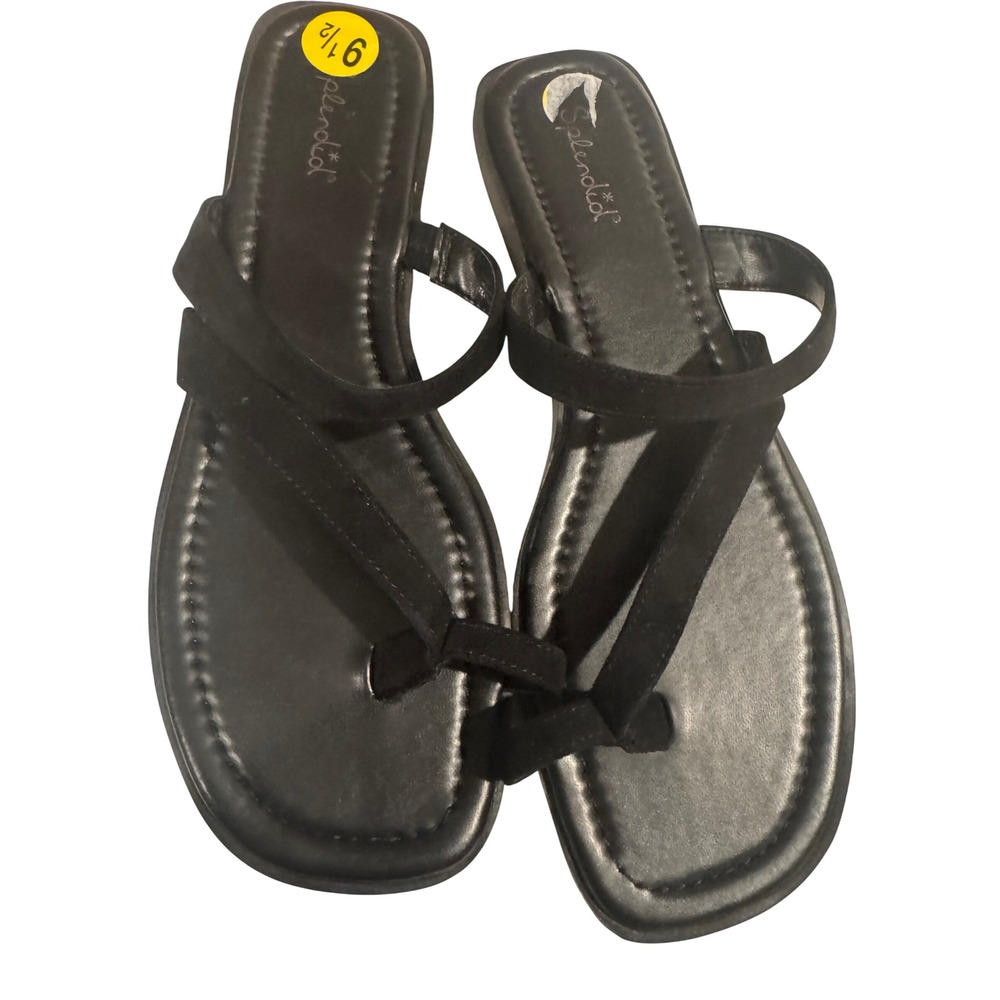 Splendid Womens Black Strappy Thong Flat Sandals Size 9.5